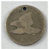 1858 US Flying Eagle Cent, Holed