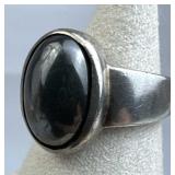925 Silver Oval Hematite Band Ring