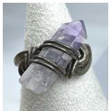 925 Silver Handmade Wired Amethyst Stone Ring