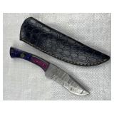 Damascus Steel Fixed Blade Knife w/ Sheath