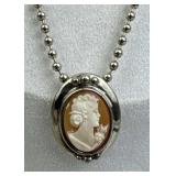 925 Silver Cameo Slide Pendant Necklace