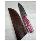 Damascus Steel Fixed Blade Knife w/ Sheath