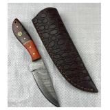 Damascus Steel Fixed Blade Knife w/ Sheath