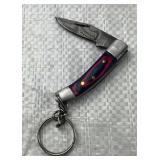 Damascus Steel Folding Blade Keychain Knife