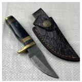 Damascus Steel Fixed Blade Knife w/ Sheath
