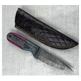 Damascus Steel Fixed Blade Knife w/ Sheath
