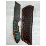 Damascus Steel Fixed Blade Knife w/ Sheath