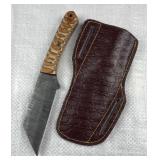 Damascus Steel Fixed Blade Knife w/ Sheath