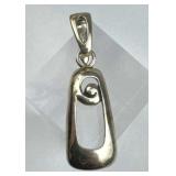 925 Silver Modern Abstract Spiral Openwork Pendant