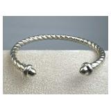 925 Silver Italy SU Puffy Twisted Cable Cuff Brace