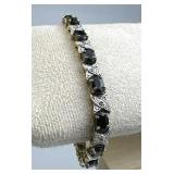 925 Silver 15 Black Sapphire/15 Diamond Tennis Bra