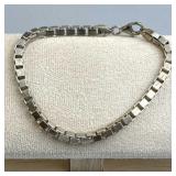 925 Silver Italy Large Box Link Chain Bracelet