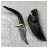 Damascus Steel Fixed Blade Knife w/ Sheath