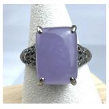 925 Silver Victorian Lavender Jadeite Ring