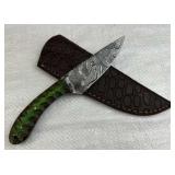 Damascus Steel Fixed Blade Knife w/ Sheath