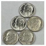 (5) 90% Silver Roosevelt Dimes, Mixed Dates
