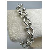 925 Silver Scroll Ball Link Toggle Bracelet