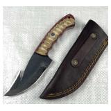 Handmade Steel Gut Hook Skinner Knife w/ Sheath