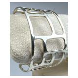 925 Silver Open Geometric Wide Cuff Bracelet