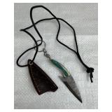 Damascus Steel Keychain Knife w/ Sheath