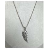 925 Silver Diamond Angel Wing Pendant Necklace