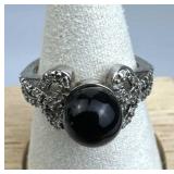 925 Silver Black Onyx Zirconia Ring