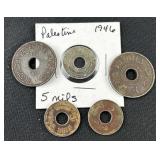 (5) 1933-1946 Palestine Mils Coins
