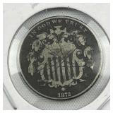 1872 US Shield Nickel, Cull-Scratched