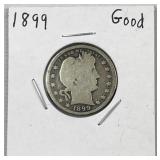 1899 Barber Silver Quarter, US 90%