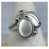 925 Silver Petite Mother of Pearl Floral Leaf Desi