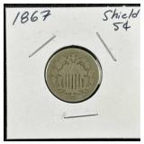 1867 US Shield Nickel, 5c Coin