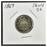 1869 US Shield Nickel, 5c Coin