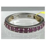 925 Silver India Vtg. Ruby Eternity Band Ring