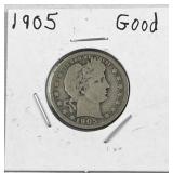 1905 Barber Silver Quarter, US 90%
