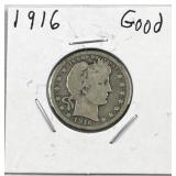 1916 Barber Silver Quarter, US 90%