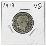 1912 Barber Silver Quarter, US 90%