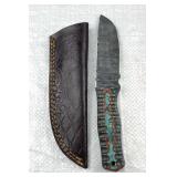 Damascus Steel Fixed Blade Knife w/ Sheath