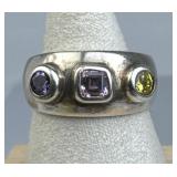 925 Silver Korea Purple Pink Yellow Zirconia Band