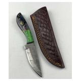 Damascus Steel Fixed Blade Knife w/ Sheath