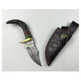 Damascus Steel Fixed Blade Knife w/ Sheath
