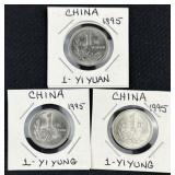 (3) 1995 China 1 Yuan Coins