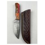 Damascus Steel Fixed Blade Knife w/ Sheath