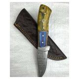Damascus Steel Fixed Blade Knife w/ Sheath