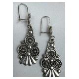 925 Silver Signed Osmanli Ottoman Dangle Earrings