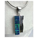 925 Silver Signed DBG Opal Pendant Necklace