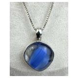 925 Silver Vtg. Mexico Flower Petal Pendant Neckla