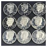 (9) Proof John F. Kennedy Half Dollars