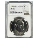 1776-1976-D Type I Eisenhower $1, NGC MS66