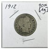 1912 Barber Silver Quarter, US 90%