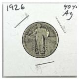 1926 Standing Liberty Silver Quarter, US 90%
